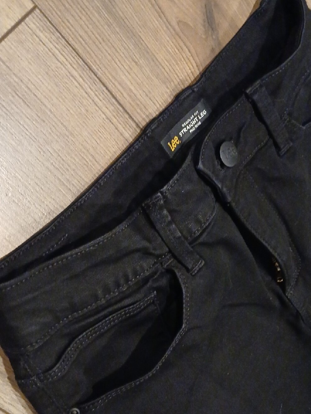 Lee Black Straight-Leg Mid Rise Jeans 10 Medium - Picture 5 of 9